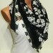 Black White Womens Scarves. Turkish Yemeni Guipure Scarf ..bridal,scarf,authentic, romantic, elegant, fashion, personalized design...