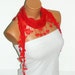 Personalized Design red Scarf. Turkish Fabric Fringed Guipure Scarf ..bandana,headband,wedding,bridal,authentic, romantic, elegant,