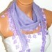 Personalized Design lilac Scarf. Turkish Fabric Fringed Guipure Scarf ..bandana,headband,wedding,bridal,authentic, romantic, elegant,