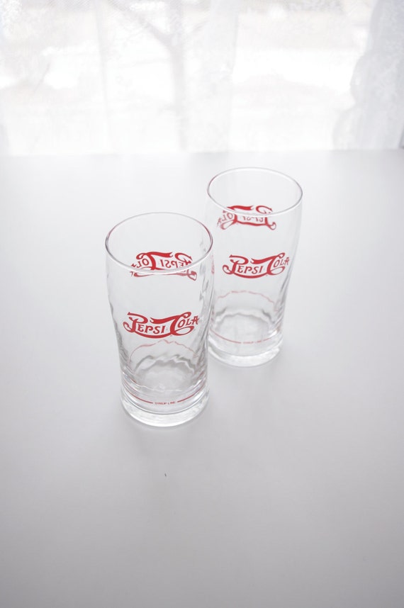 Vintage Pepsi Cola Glasses Set Of 2 Advertising