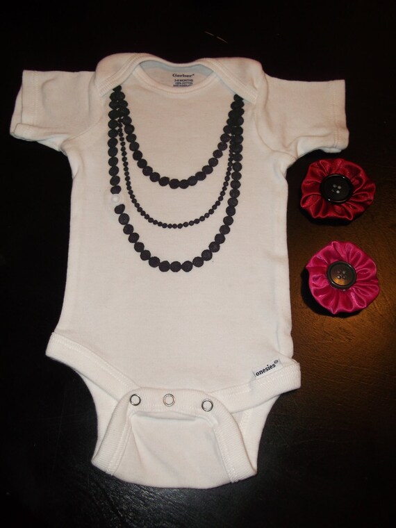 Necklace Onesie with INTERCHANGEABLE fabric flowers 3 6
