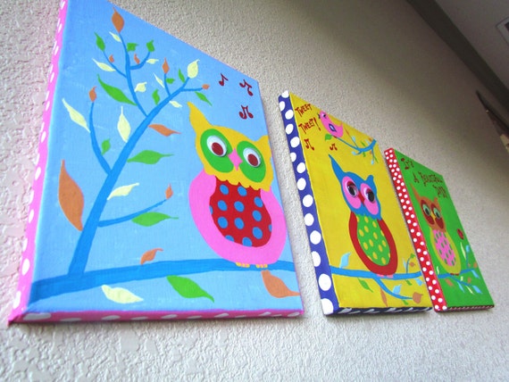 WISE OWL...Hand-painted Acrylic Painting on Canvas for Kids