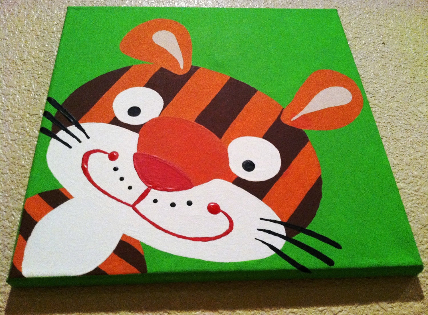 Cute TIGER ...Handpainted Acrylic Painting on Canvas by memearts