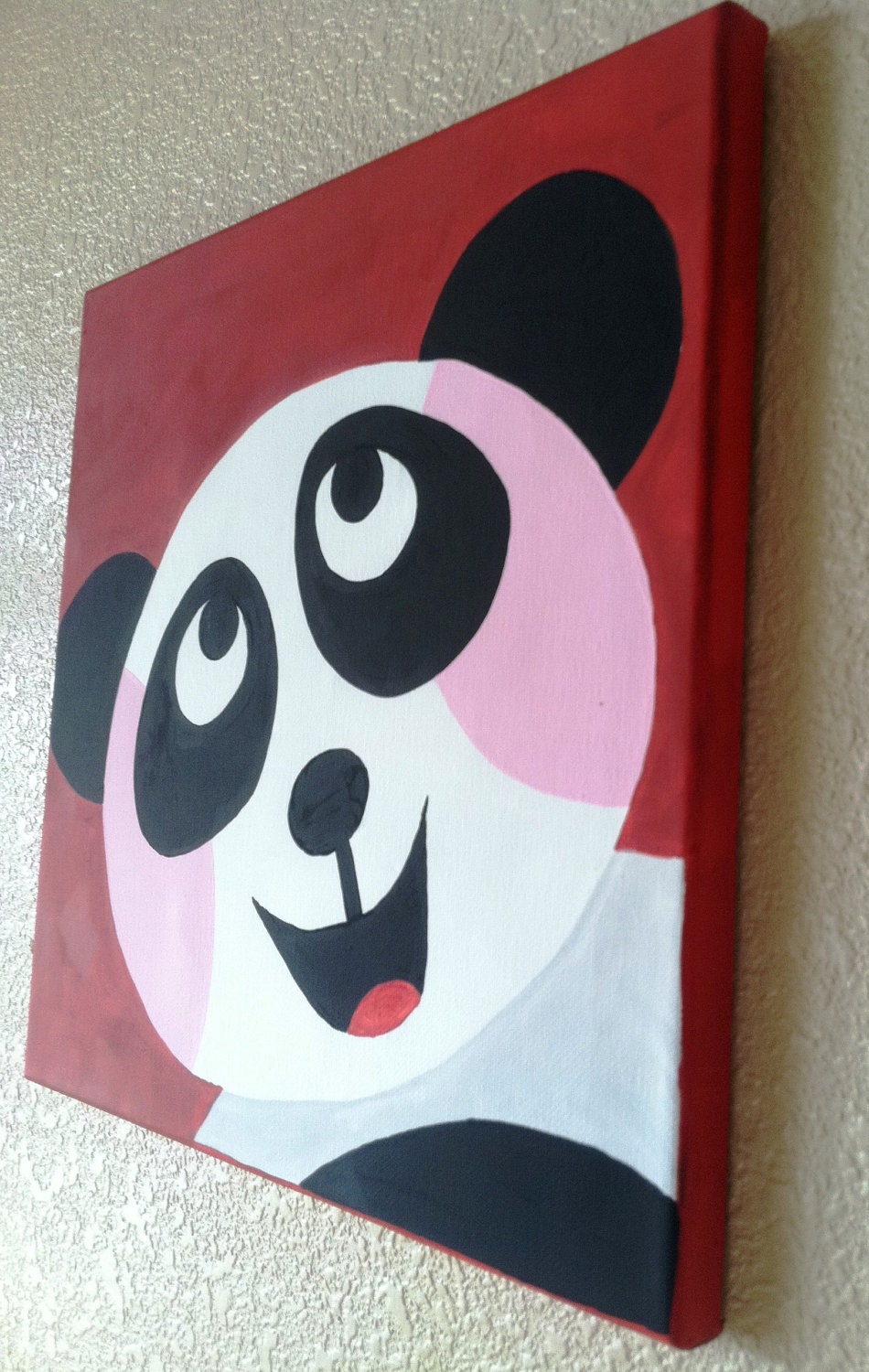 Cute Peekaboo PANDA ... Handpainted Acrylic Painting by memearts