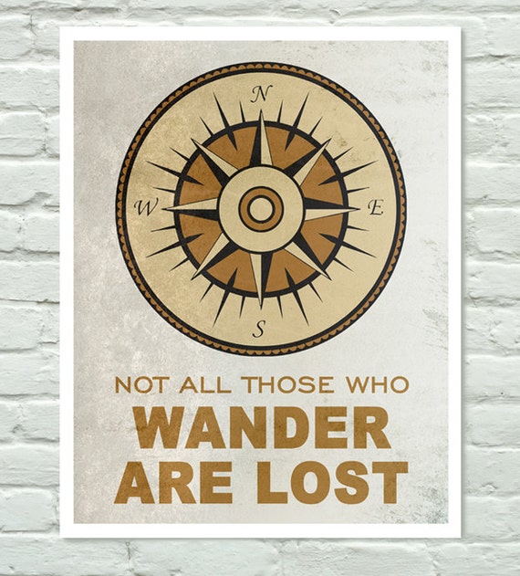 Items similar to Compass Print Outdoors Poster - Inspirational Quote - 11x14 on Etsy