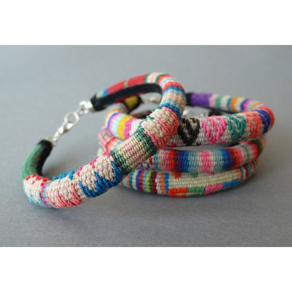 Colorful woven Peruvian fabric bracelet Qty. 1 Bracelet