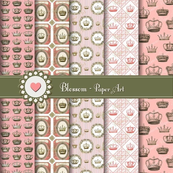 Papeles Digitales Coronas Rosas Papeles por blossompaperart en Etsy Papeles Digitales Coronas Rosas Papeles por blossompaperart en Etsy