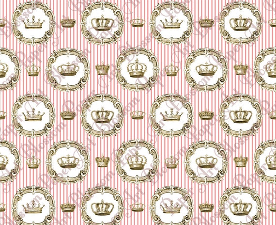 Pink Vintage Crowns Circle Vintage Frames Digital