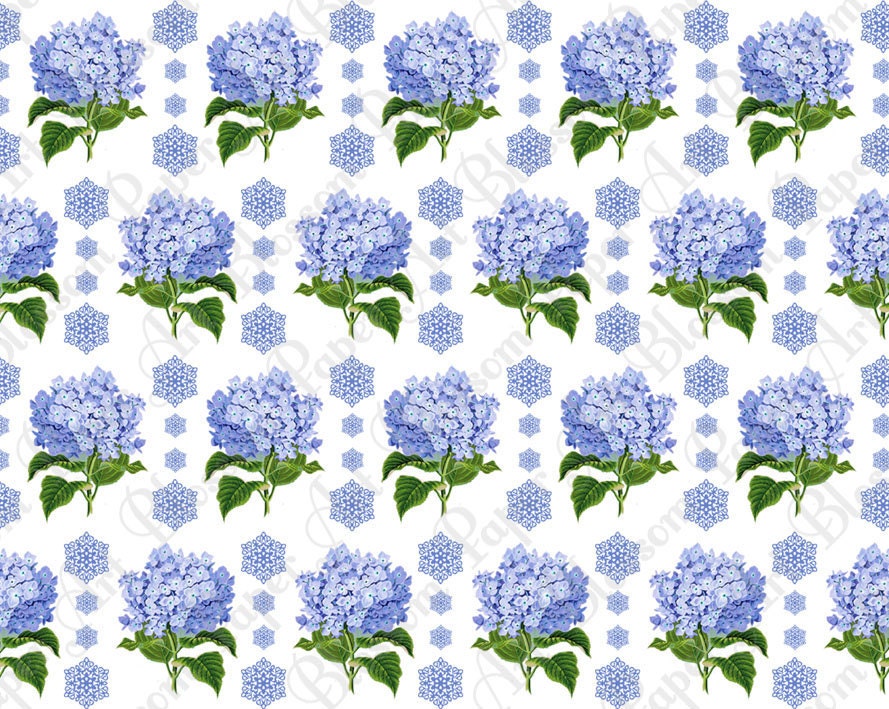 Light Blue Flowers Design Digital Scrapbooking Paper