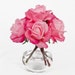 Real Touch Artificial Rose Arrangement with Faux Pink Roses Silk Flowers in Oval Glass Vase for Home Decor and Houseware Flower