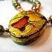 Green Murano glass necklace Golden citrine bead Freshwater pearl Swarovski crystal Copper metal Elegant feminine beaded jewelry.