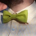 mens easy clip on bow tie - lime green with small cream polka dots