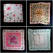 Set of 4 Vintage 1940s Handkerchiefs - Cotton - Silk - Floral