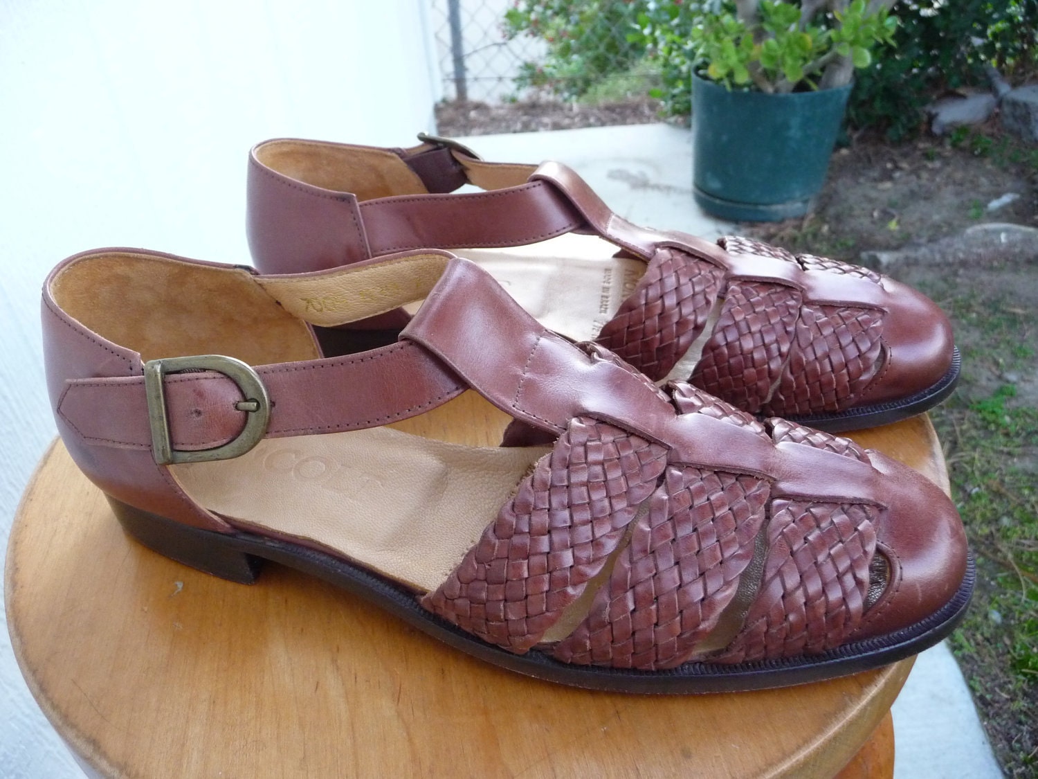 Vintage Fisherman Woven Leather Sandals Flats Women's 9.5