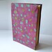 FREE SHIPPING - notebook, diary, journal, with batik, antiqued paper, pink, green dots