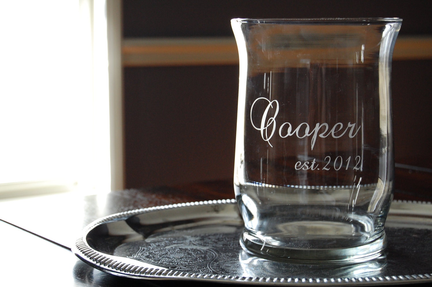 Unity Candle Holder / Hurricane Vase Name & by thefancypigeon