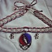 Grateful Dead Skull & Dancing Bears, Red, White and Blue Hemp Tie on Choker ( Free Shipping )