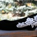 Reserved for April - Black ballet flat/low wedge heel with venise lace applique. size 7.