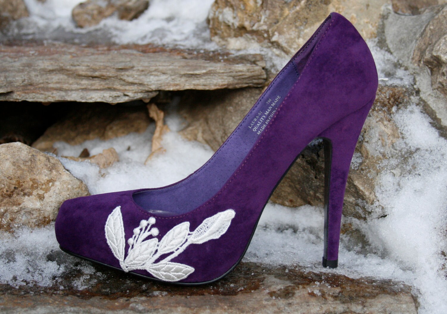 purple lace heels
