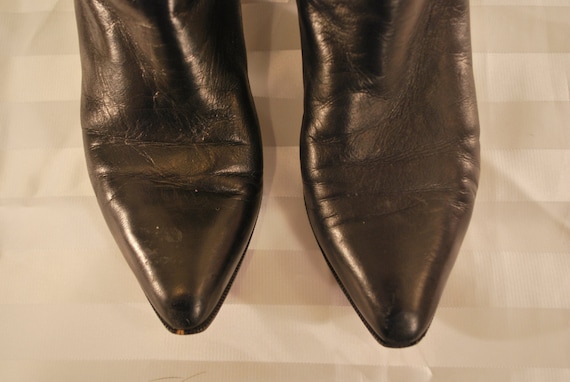 Black Italian Leather Vintage Via Spiga Cowboy / Western Boots
