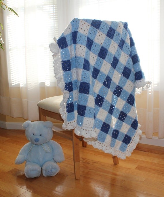 GINGHAM granny square baby blanket baby shower gift