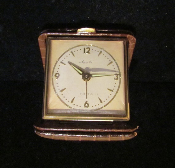 Vintage 1940s Mauthe Travel Alarm Clock 7 Jewels Unused Mint