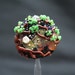 Medium Lampworked Focal Bead, Summer Bonsai Tree at Dusk with Full Moon and Starry Sky, Green, Pink, Blue, Purple, and Silver