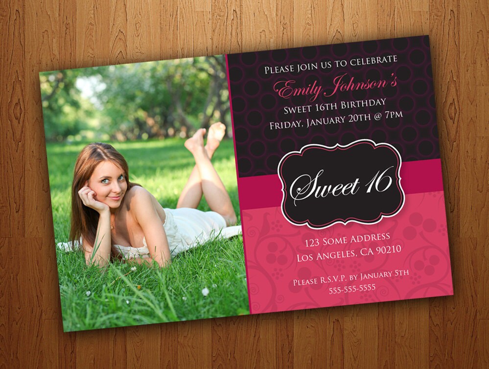 Sweet 16 Photo Invitations 1