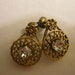 Vintage 14kt Yellow Gold Filigree Diamond Paste Earrings Screw closure