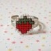 SALE: Strawberry cross stitch ring (adjustable band)