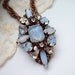 Rhinestone Necklace Pendant and Textured Chain Light Blue with vintage Rhinestones QuietWhispers Pastel Color