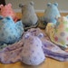 Minky Snuggle Blanket Toy, animal security blanket buddy, sculptured with animal head, Elephant, cows, dogs, frogs,giraffes,lions