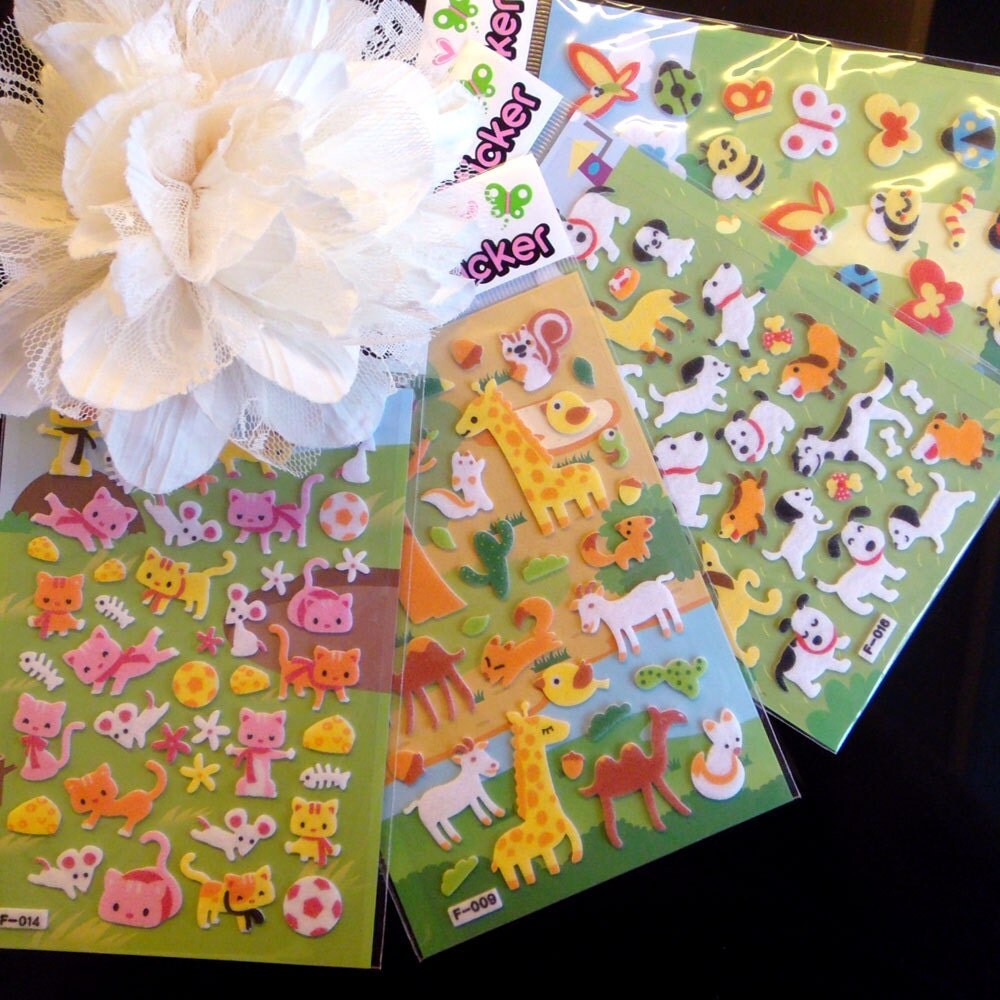 Korean Scrapbook Felt Stickers set 3 Cute by scrapbooksupply