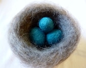 Robin's nest with blue eggs felted house decor