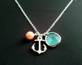 Anchor pendant Necklace, Graduation Gift,  Wedding Necklace, Statement,Beadwork,Pendant,Personalized,Choker Necklace