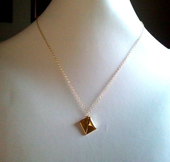 Items similar to Gold envelope pendant necklace - simple, modern ...