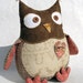 Shabby Chic cotton owl with detachable heart