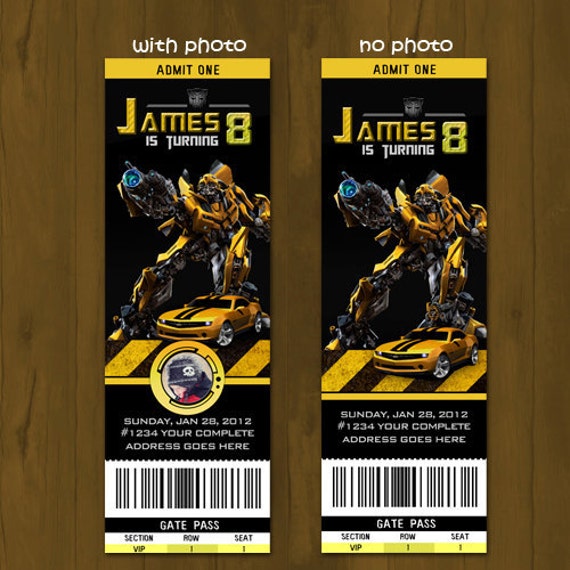 TRANSFORMERS BIRTHDAY ticket invitation by SplashboxPrintables