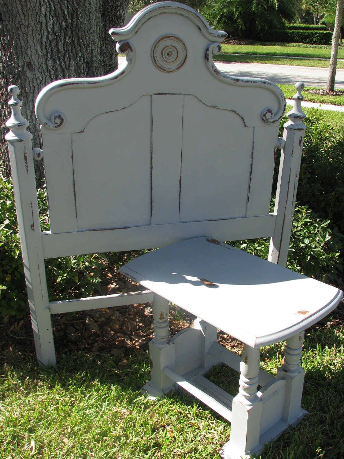 Paris Grey Distressed Shabby Chic French TWIN Bed Headboard