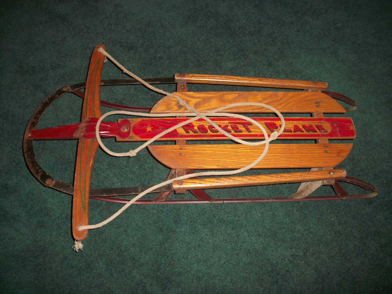 Rocket Plane Antique Wooden Snow Sled