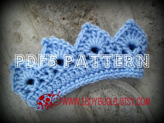 crown pattern headband crochet PDF5 Mini crown on pattern Etsy Pattern crochet LadybugLB2 by