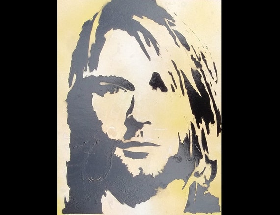 Framed Kurt Cobain Nirvana Pop Art Spray Paint Stencil Street