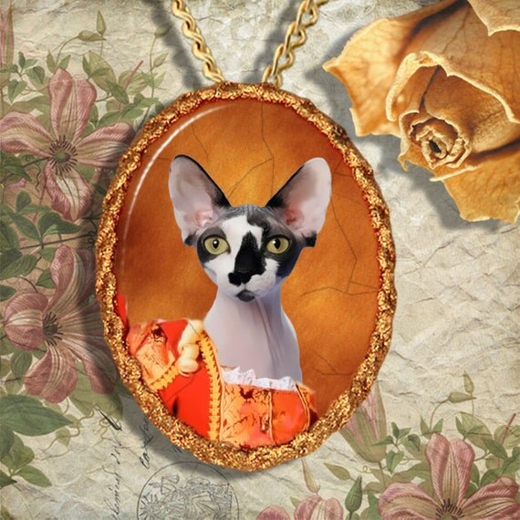 Sphynx Cat Jewelry Pendant Necklace Brooch Handcrafted