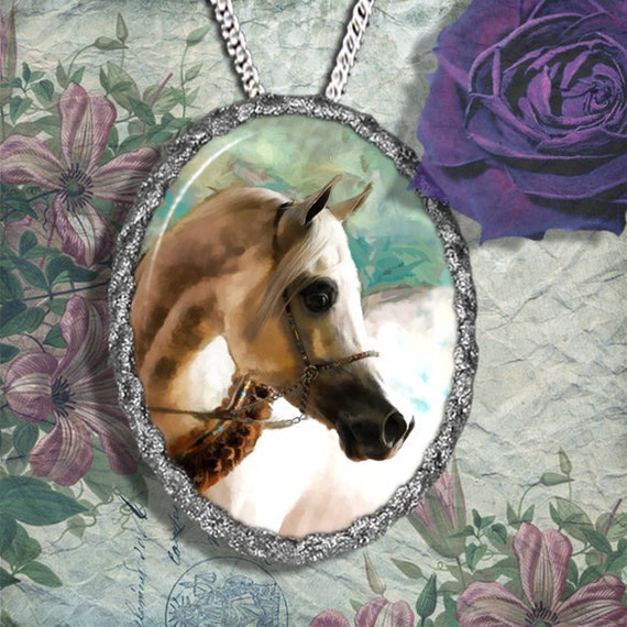 Arabian Horse Jewelry Pendant Necklace Handcrafted Ceramic