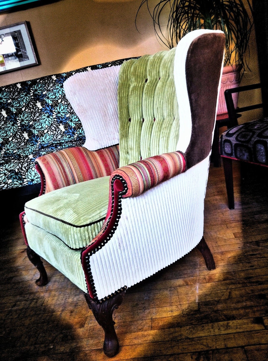 this chair is SOLD Custom Wingback Chair done in funky style.