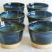 Blue ceramic cup set, six pottery cups, tumbler short, Forest series