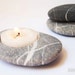 feng shui home decor - hand engraved beach stone candle holder - zen style