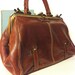 Vintage Leather Luggage Purse, Brown Leather, Italian Leather, Valgigeria Marchesini