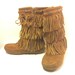 RESERVED Chestnut Minnetonka Moc Boots Fringed Leather Suede - Kids 2