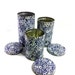 Midcentury Cobalt Blue Floral Tin Set - 1960s Blossom Kitchen Tins